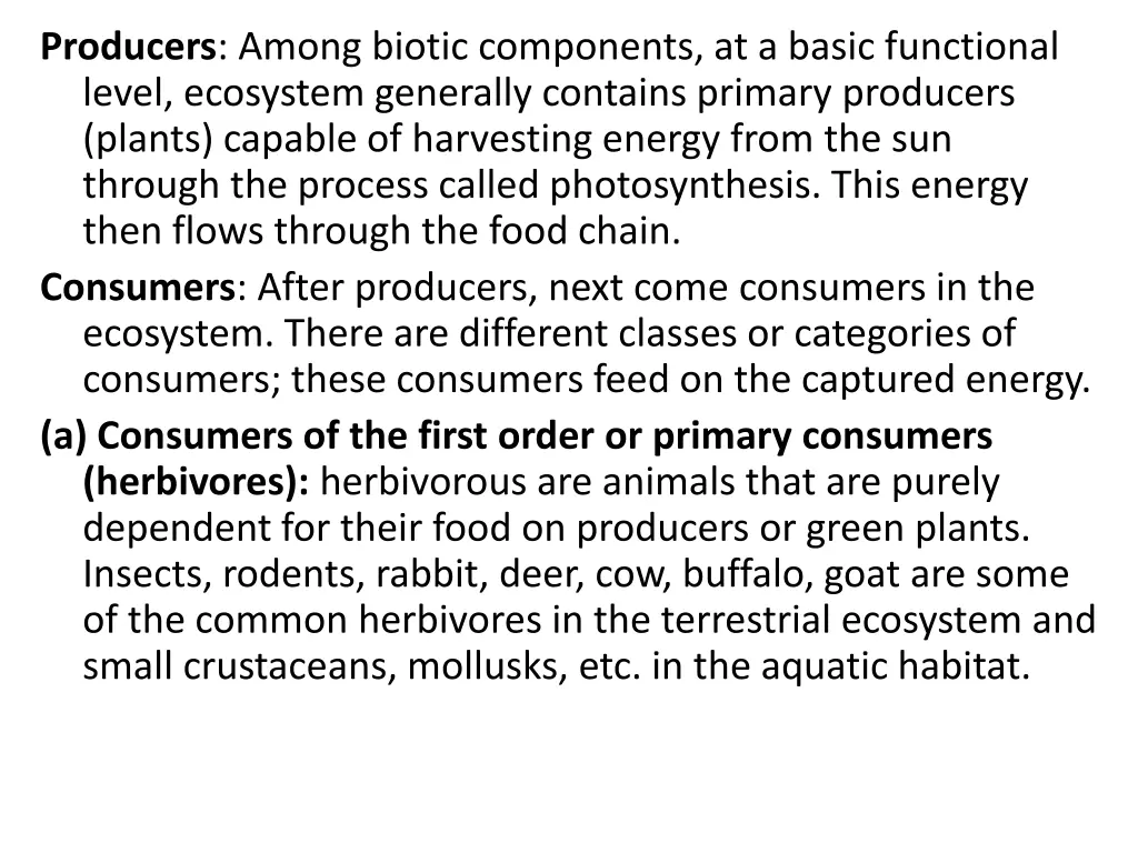 producers among biotic components at a basic