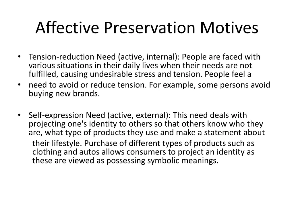 affective preservation motives