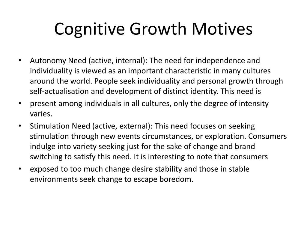 cognitive growth motives