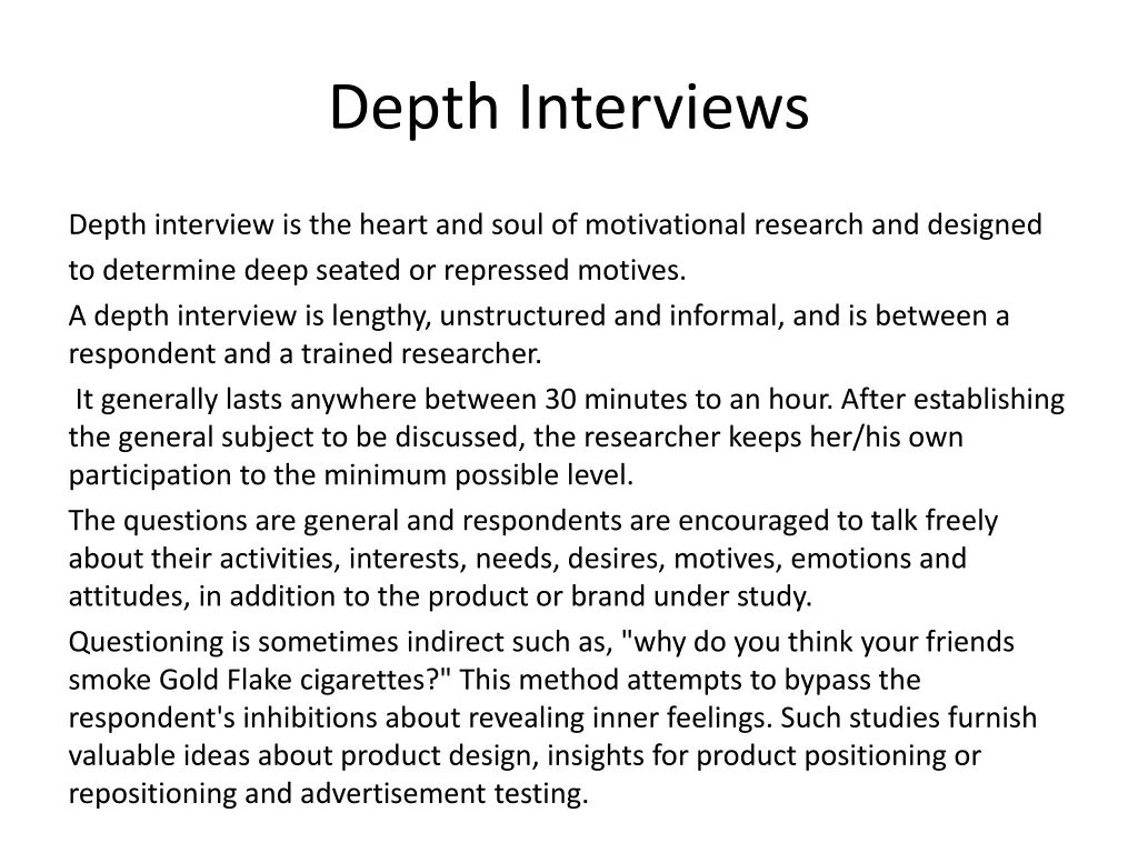 depth interviews