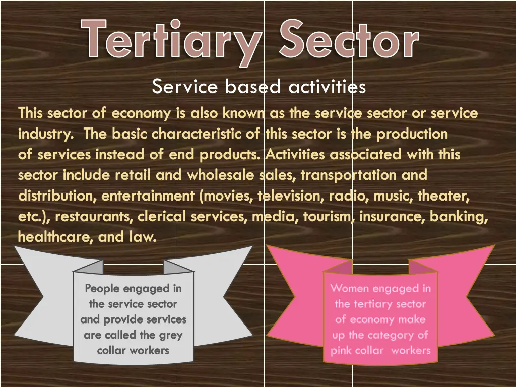 tertiary sector service based activities