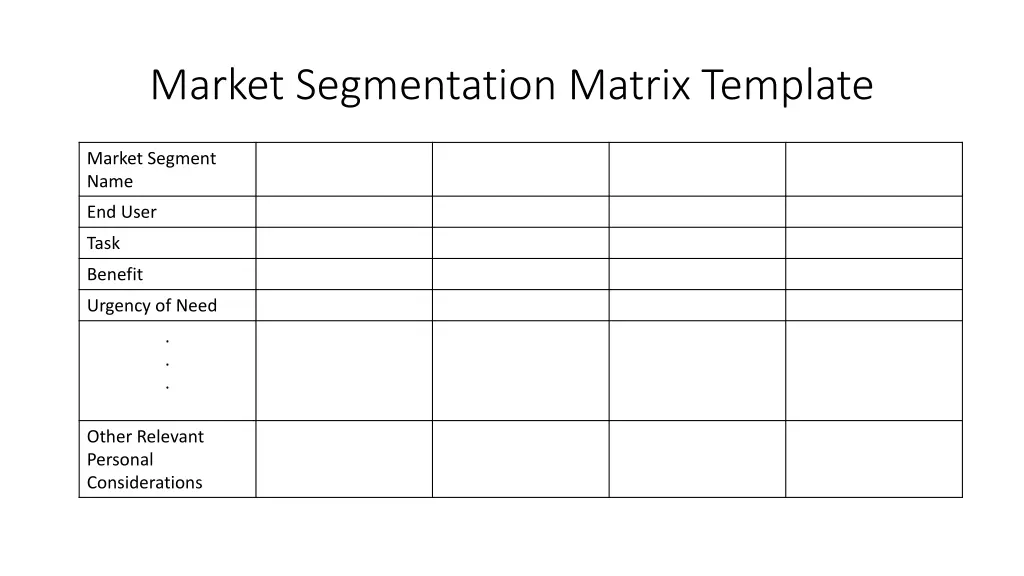 market segmentation matrix template