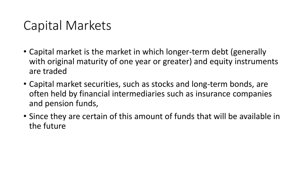 capital markets