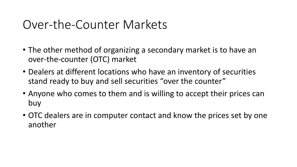 over the counter markets