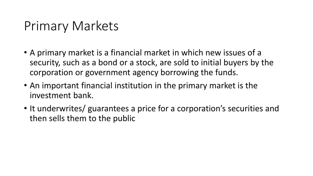 primary markets