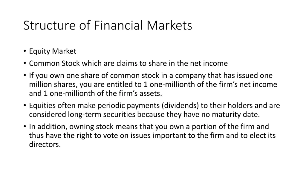 structure of financial markets 1