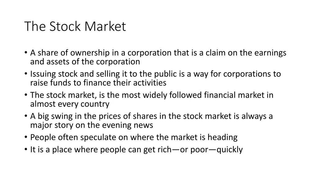 the stock market