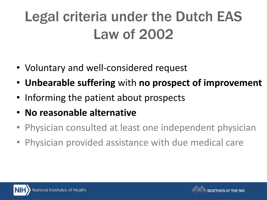 legal criteria under the dutch eas law of 2002