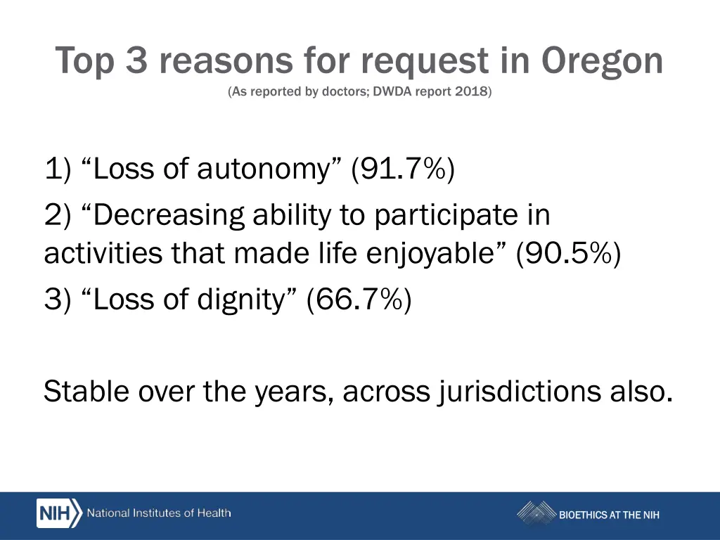 top 3 reasons for request in oregon as reported