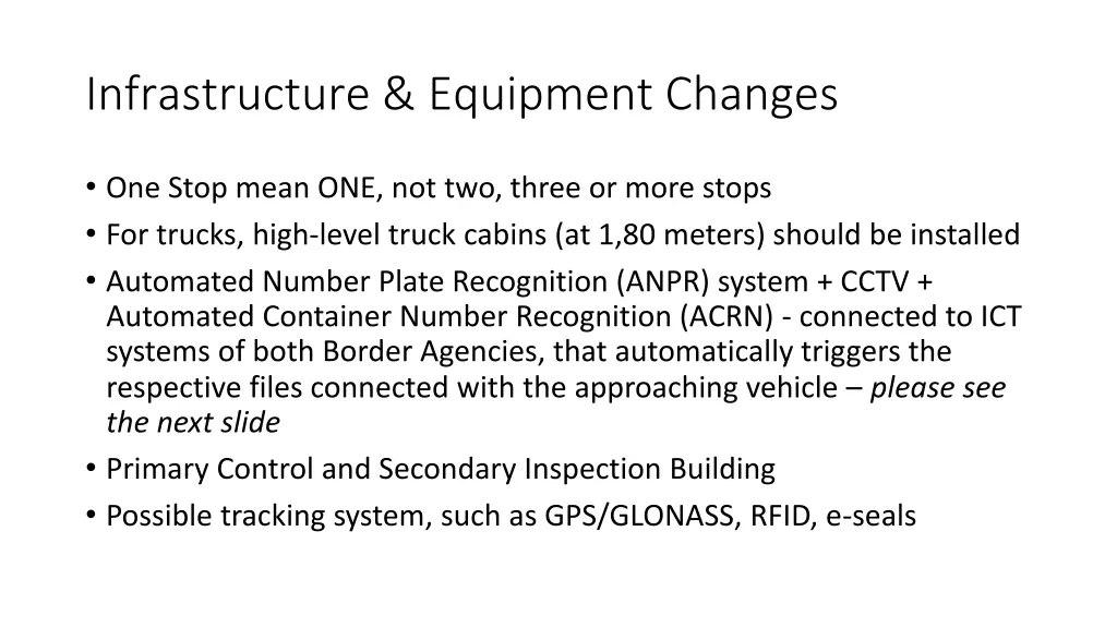 infrastructure equipment changes