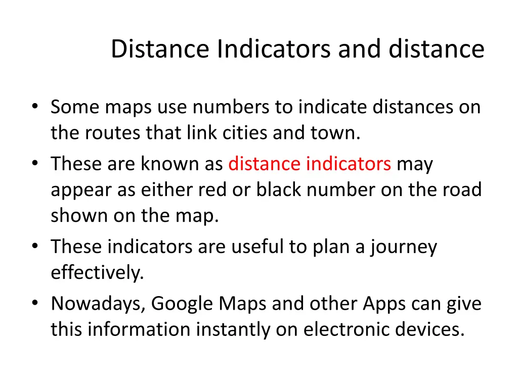 distance indicators and distance