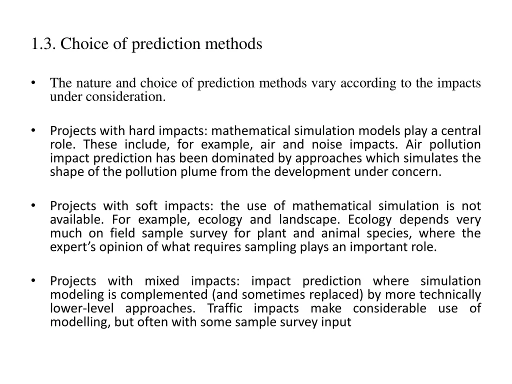 1 3 choice of prediction methods