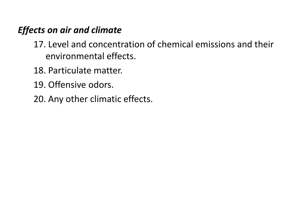 effects on air and climate 17 level