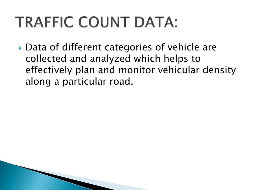 data of different categories of vehicle