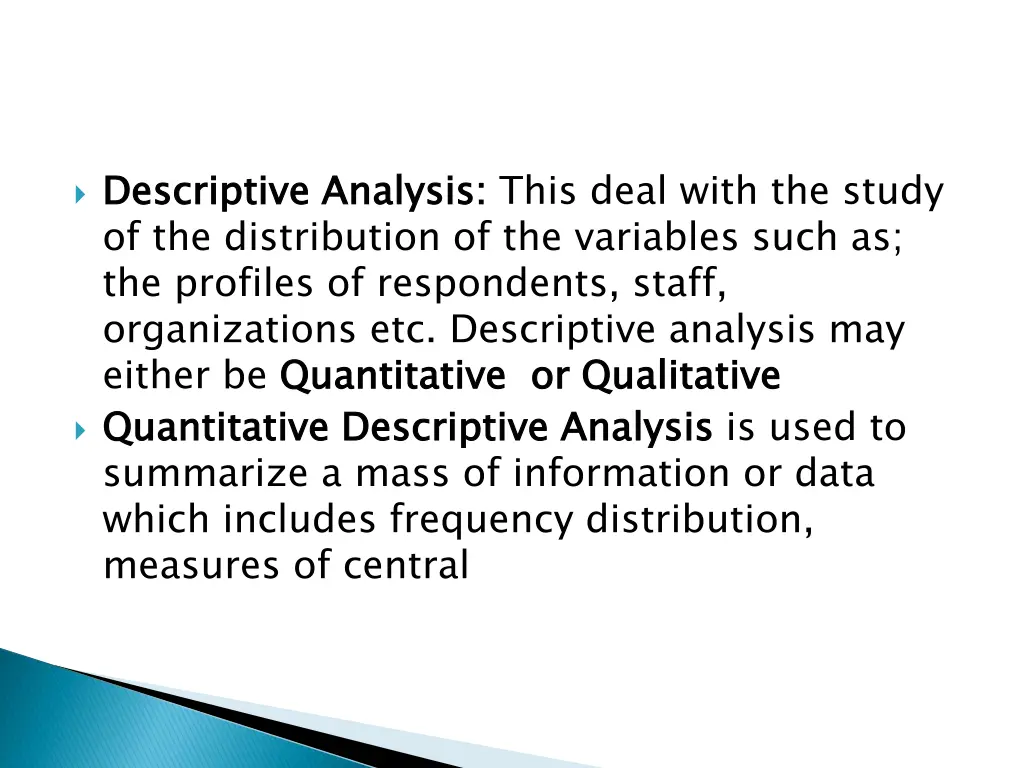 descriptive analysis of the distribution