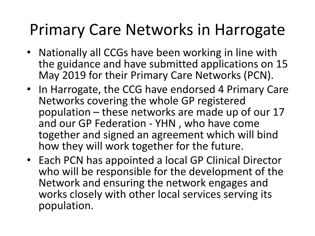 primary care networks in harrogate