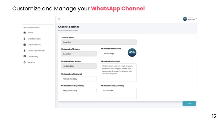 customize and manage your whatsapp channel