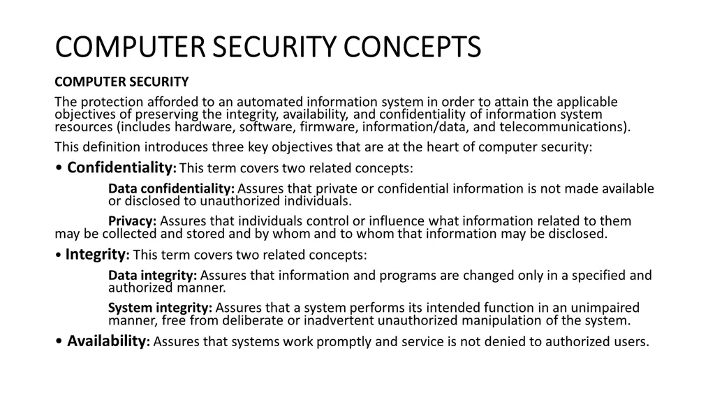 computer security concepts computer security