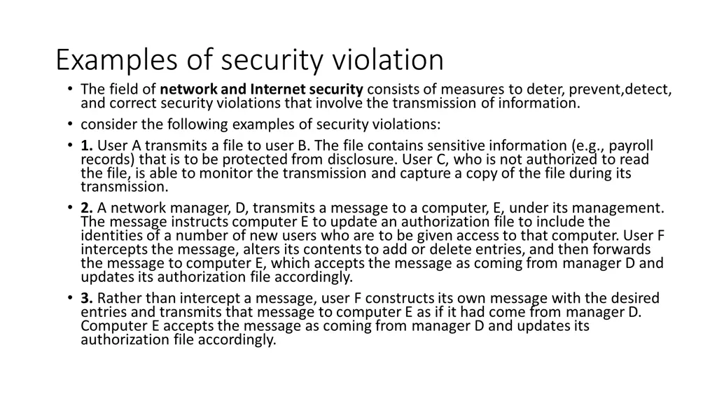 examples of security violation the field