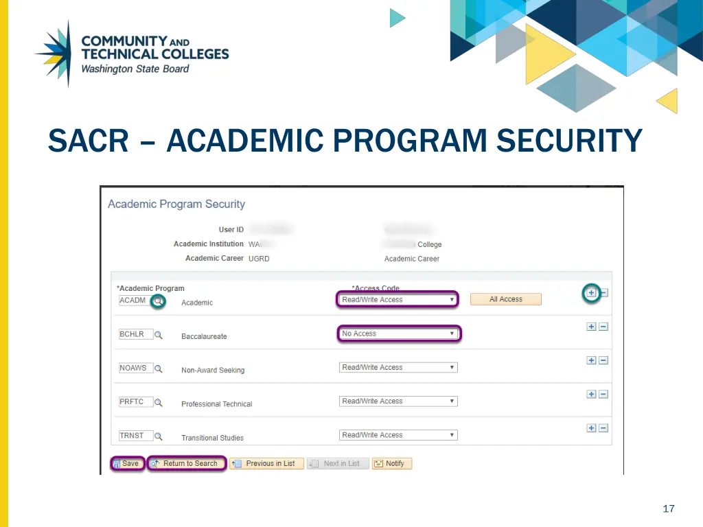 sacr academic program security