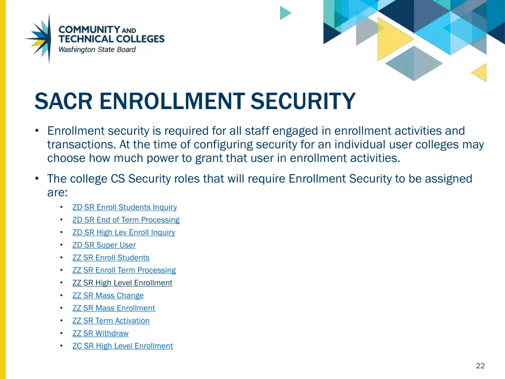 sacr enrollment security