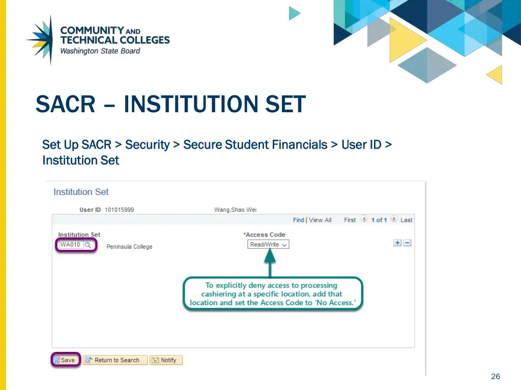 sacr institution set