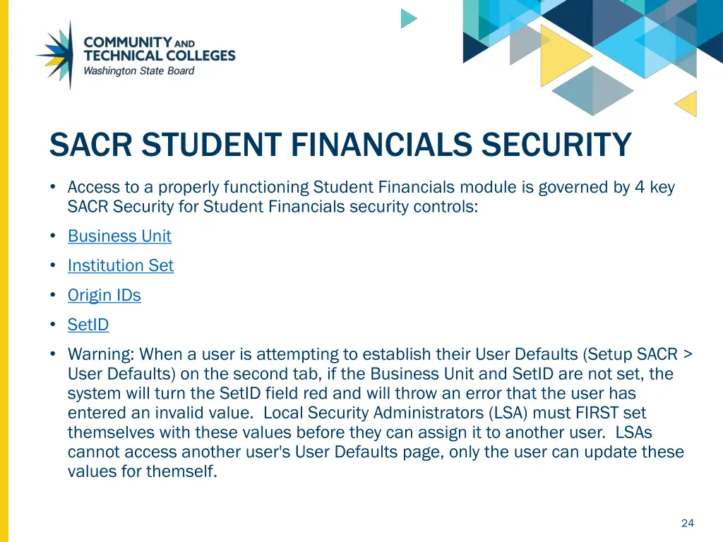 sacr student financials security access