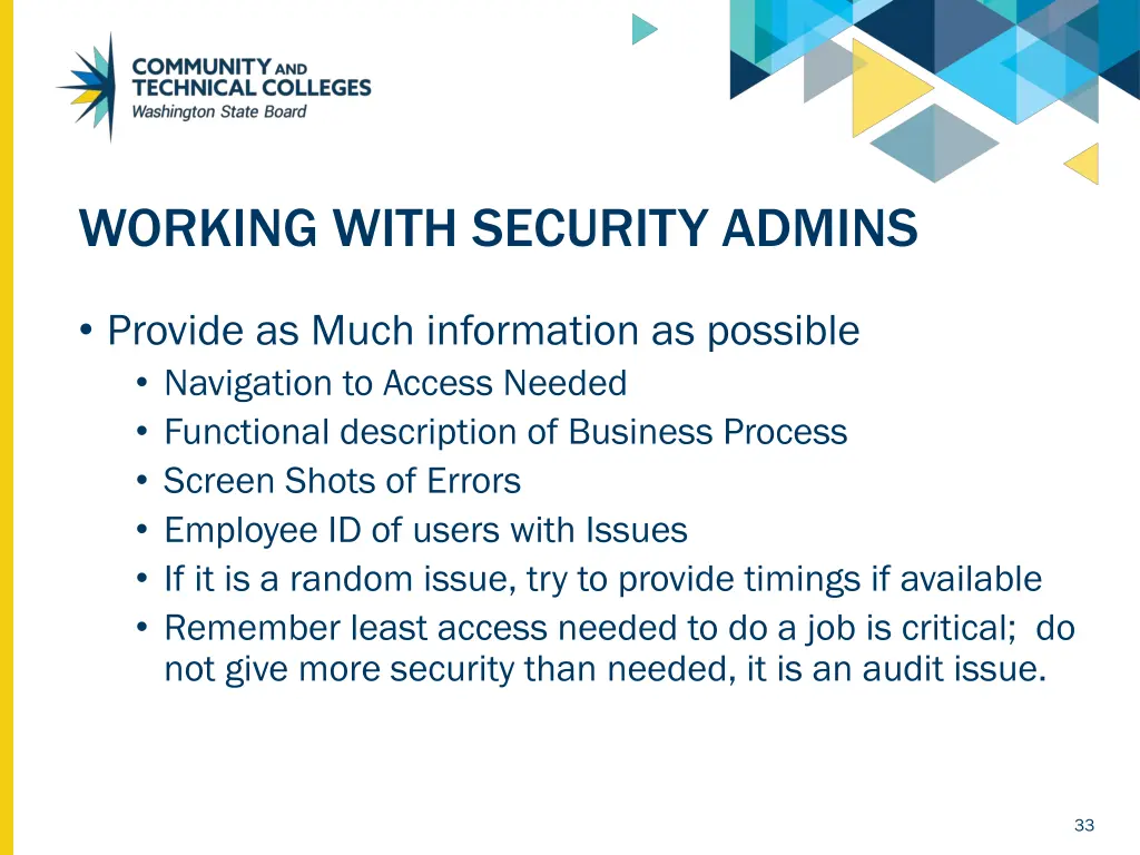 working with security admins