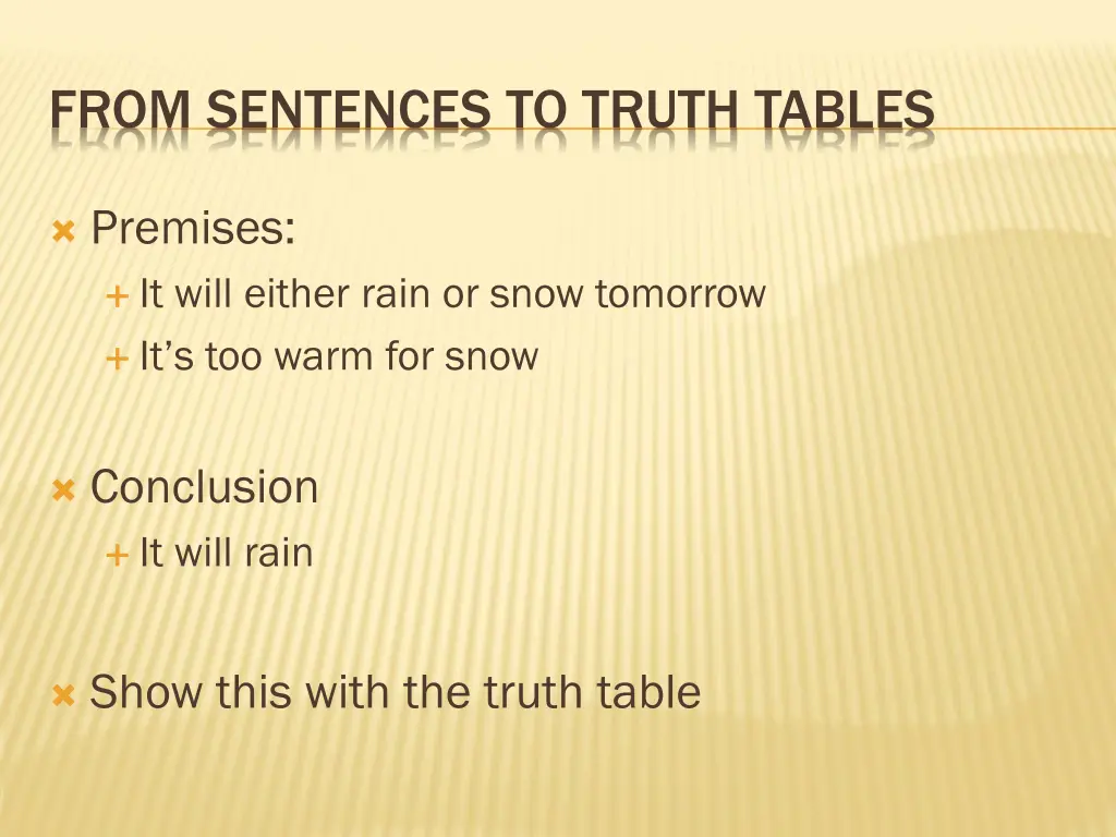 from sentences to truth tables