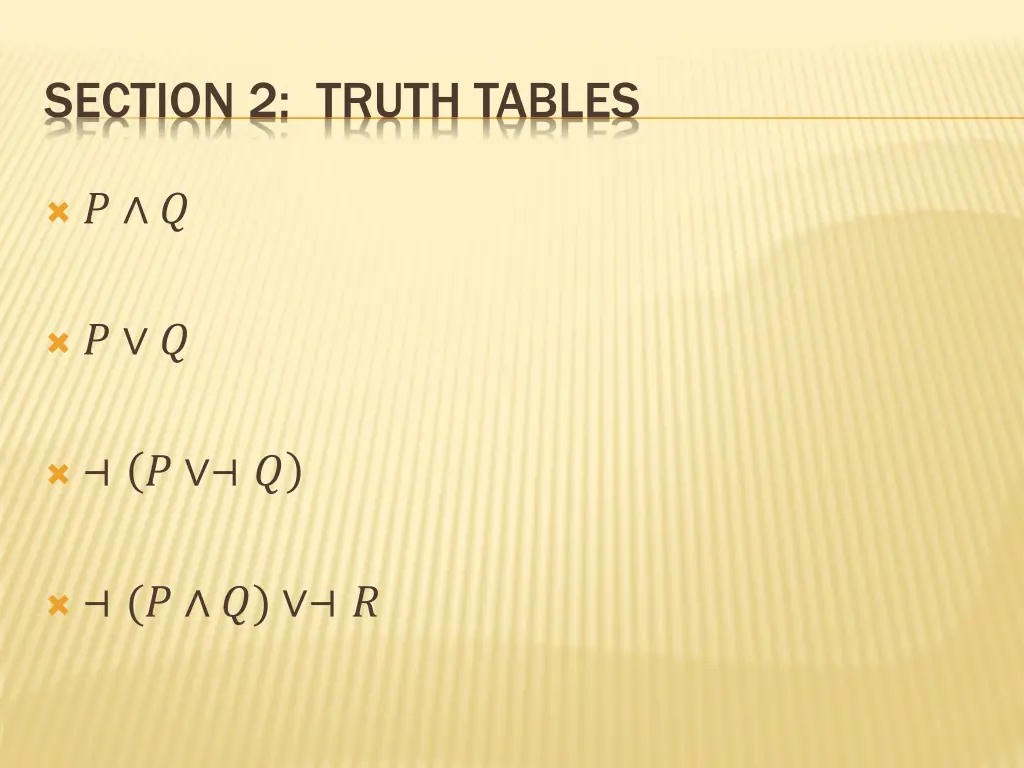 section 2 truth tables