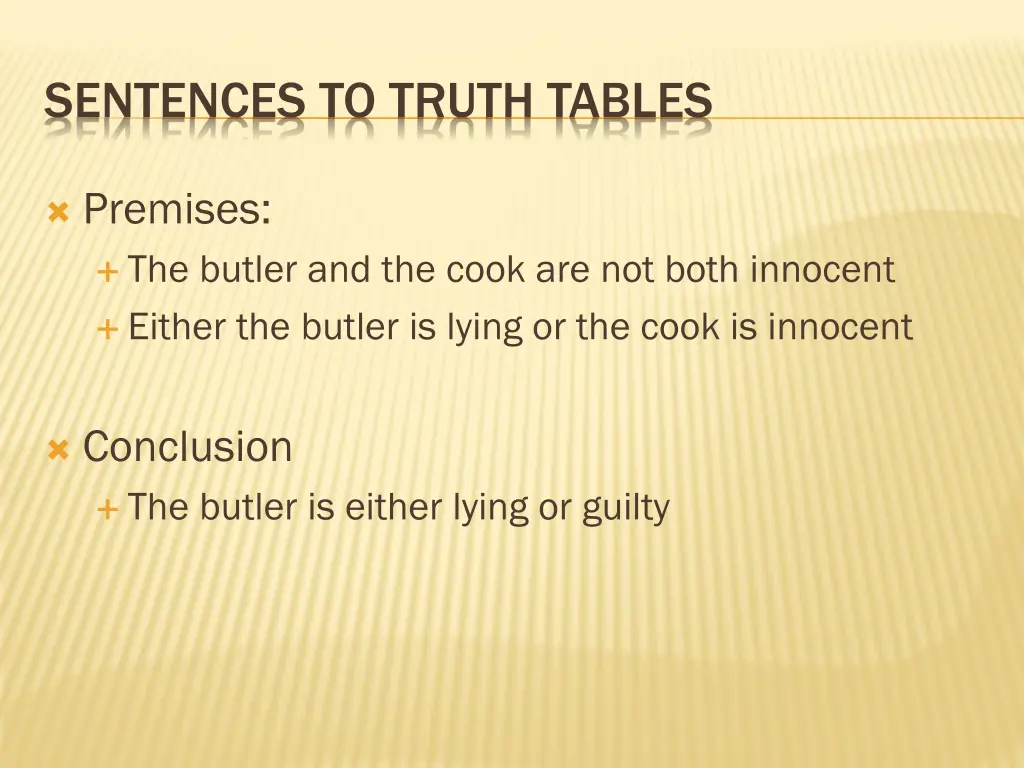 sentences to truth tables 1