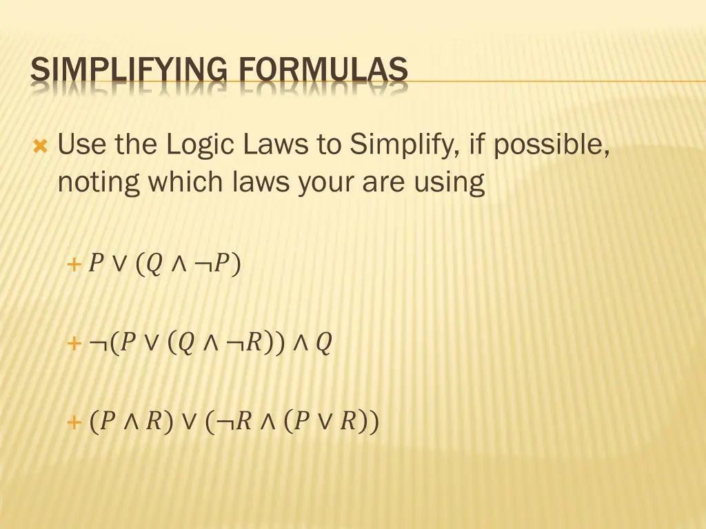 simplifying formulas