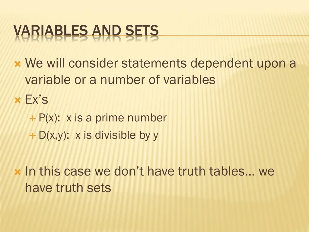 variables and sets