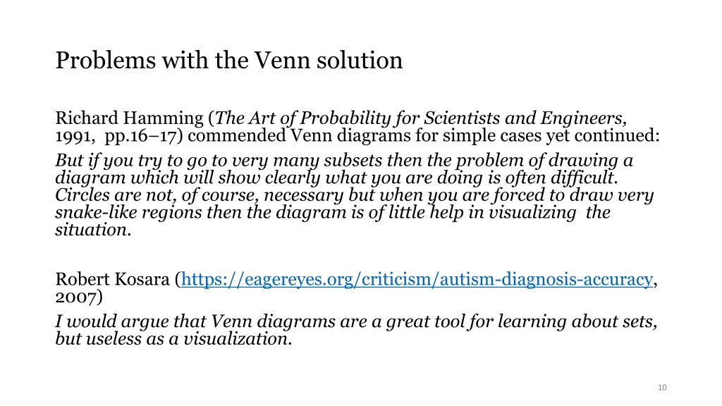 problems with the venn solution