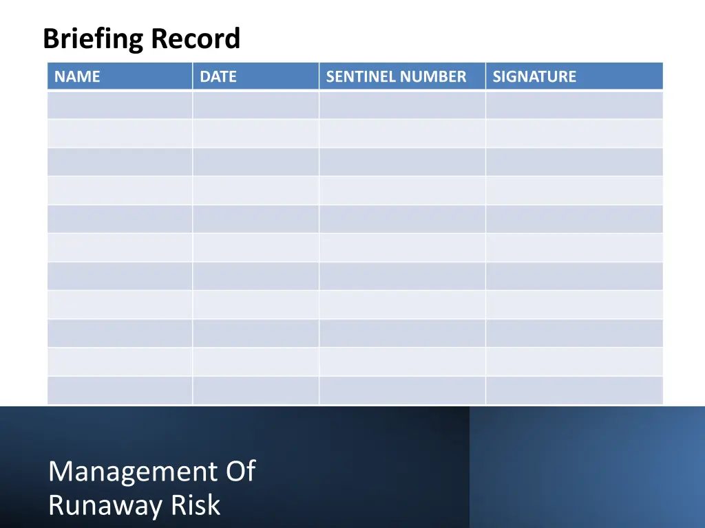 briefing record