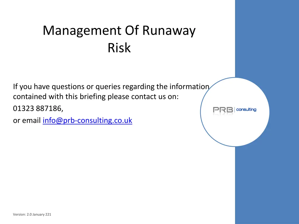 management of runaway risk 3