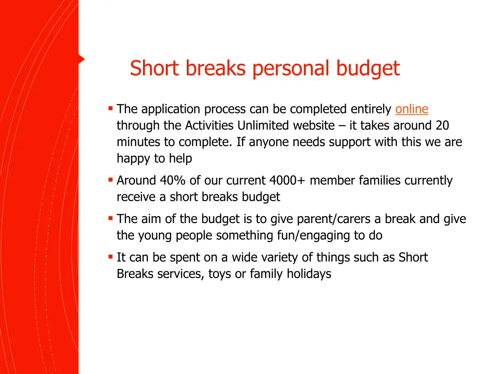 short breaks personal budget