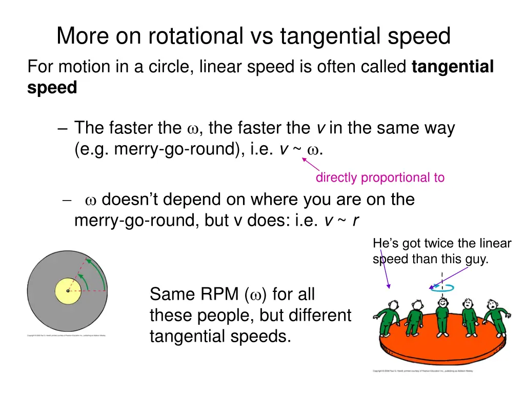 more on rotational vs tangential speed for motion