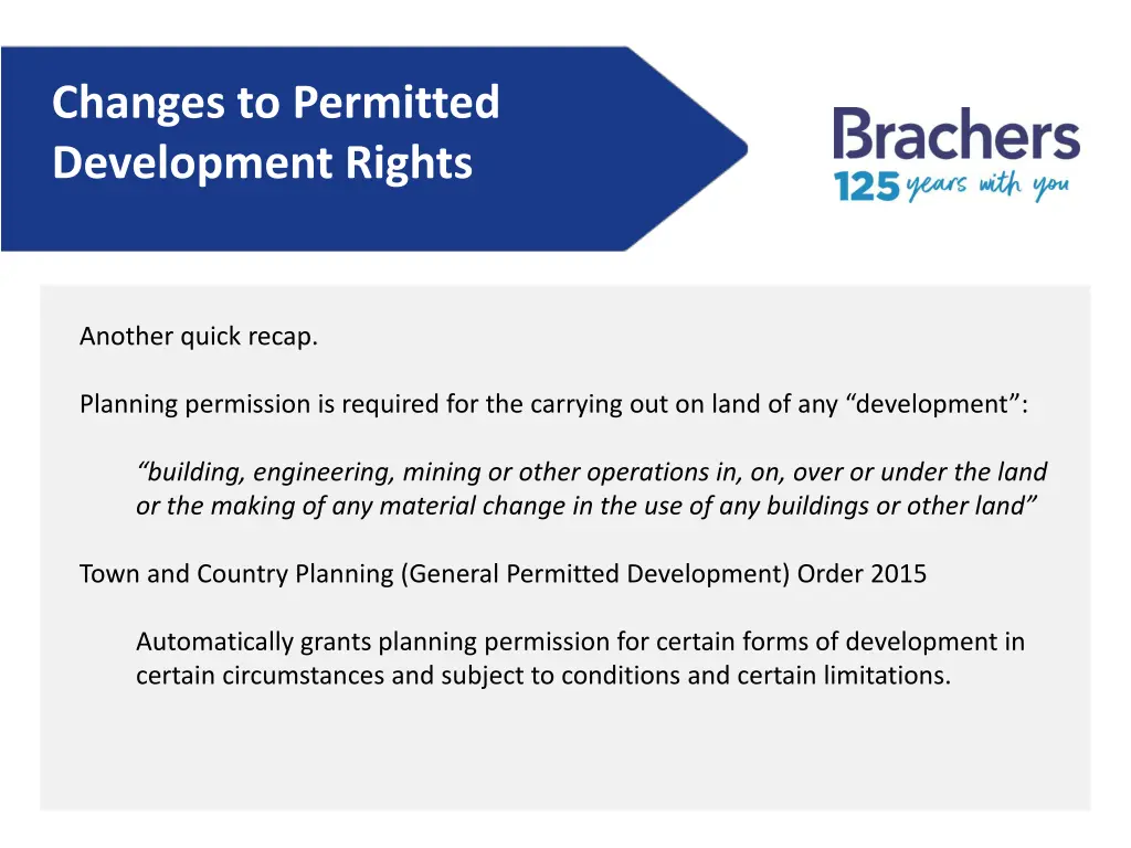 changes to permitted development rights