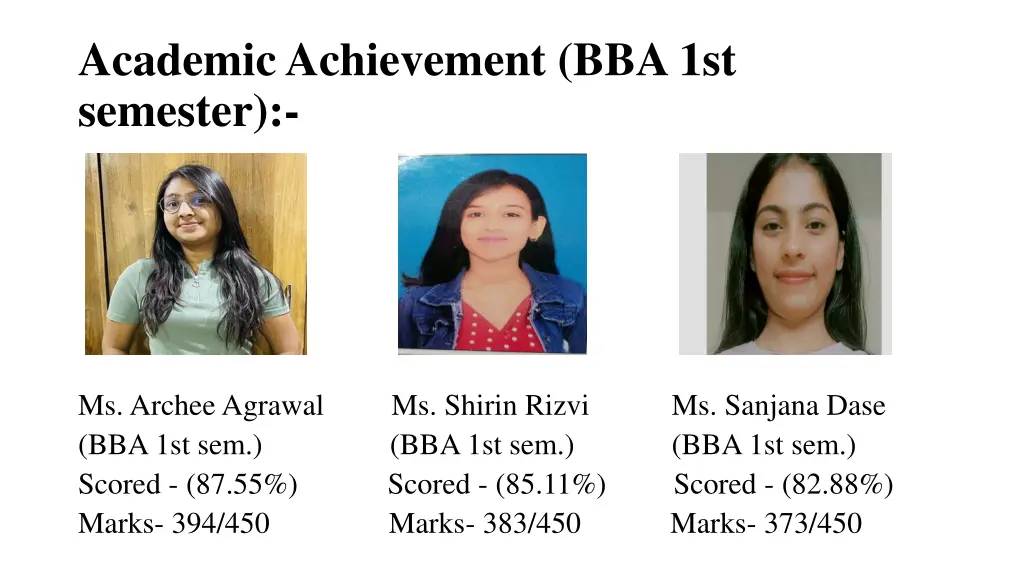 academic achievement bba 1st semester