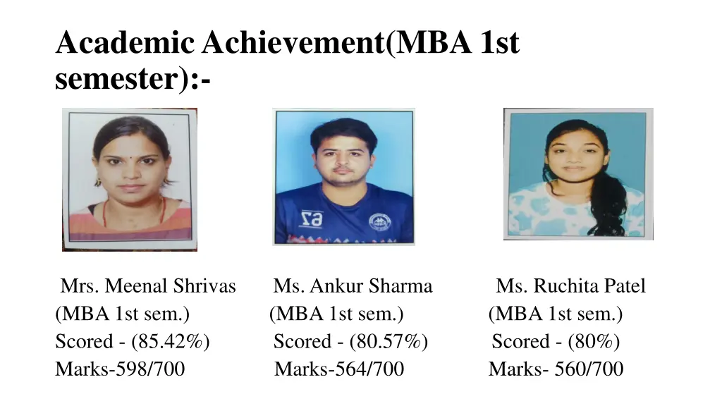 academic achievement mba 1st semester