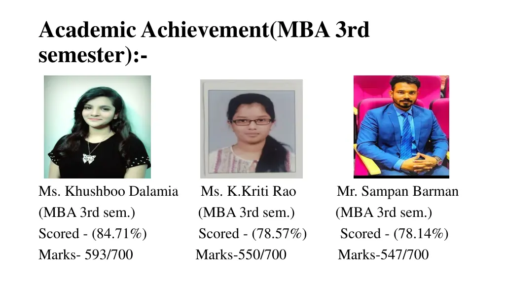 academic achievement mba 3rd semester