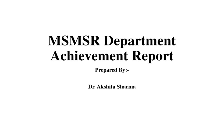 msmsr department achievement report