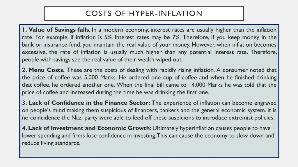 costs of hyper inflation