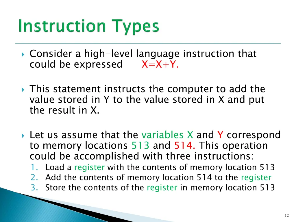 consider a high level language instruction that