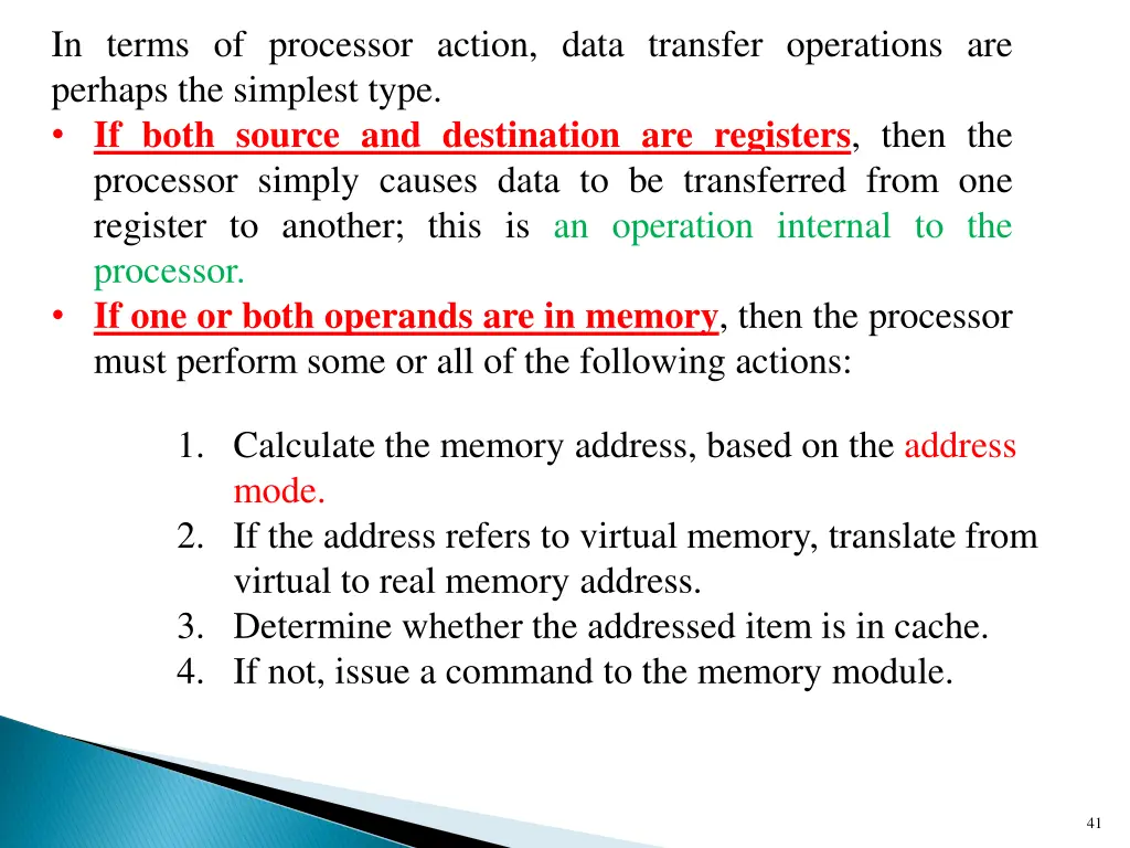 in terms of processor action data transfer