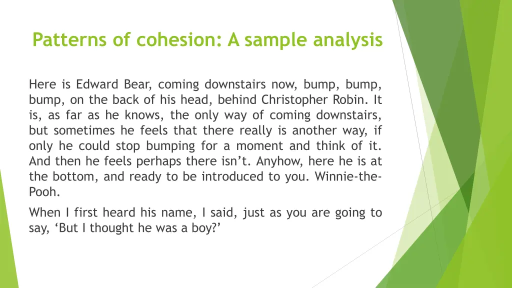 patterns of cohesion a sample analysis