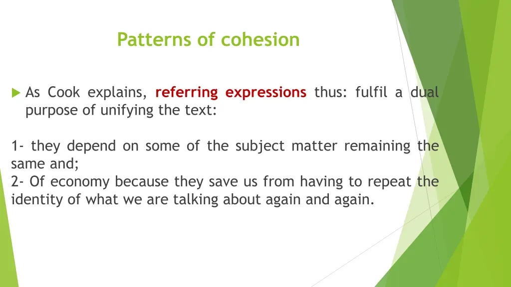 patterns of cohesion