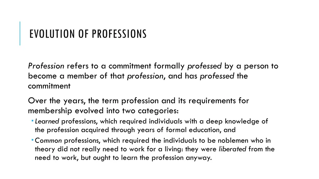 evolution of professions