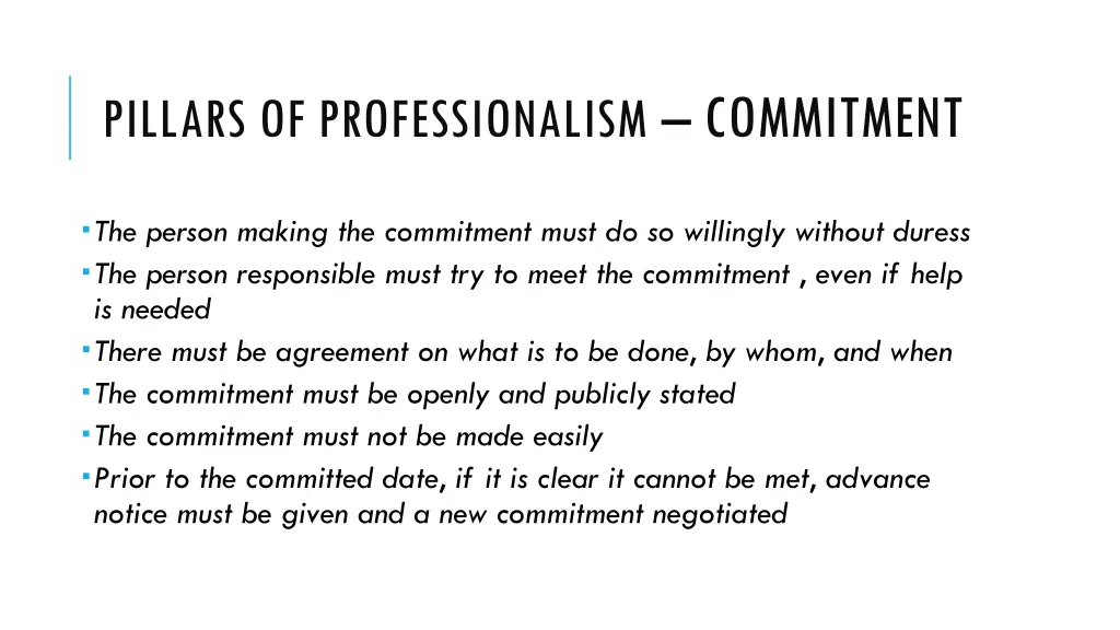 pillars of professionalism commitment